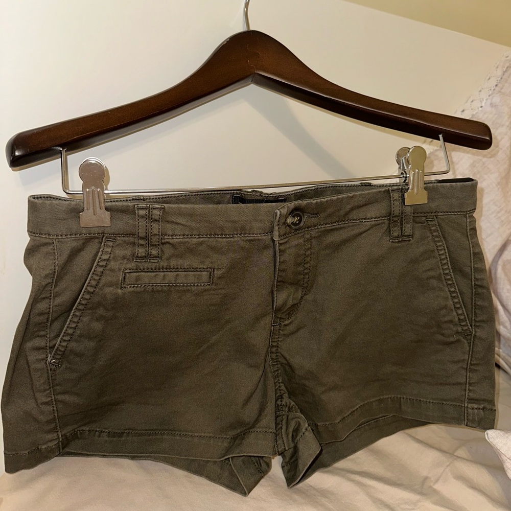 Express Low-Rise Army Green Jean Shorts